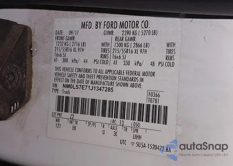 2018 Ford Transit Connect Xl from USA, damaged, VIN NM0LS7E71J1347285